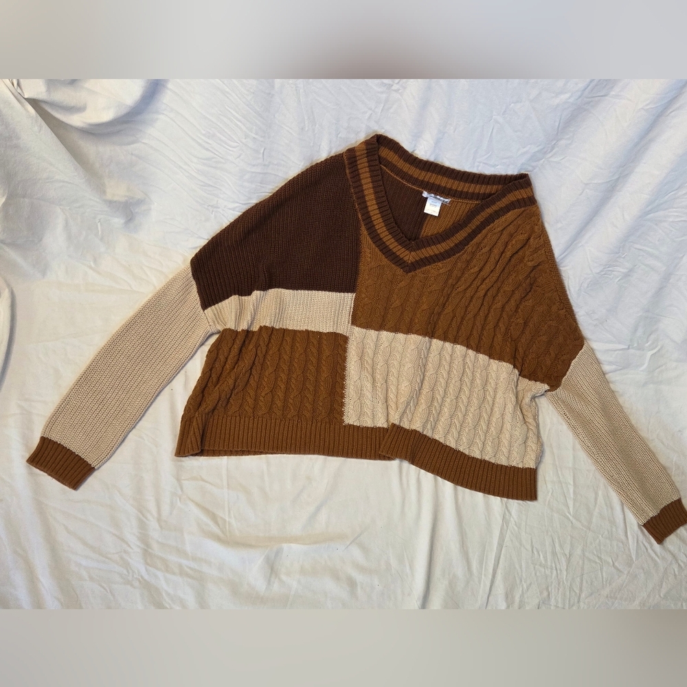 Wildmoss Womens Patchwork Mixed Knit Sweater - image 3